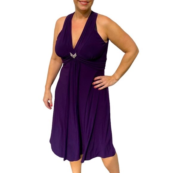Jessica Howard Plum Purple V-neck Cocktail Dress sz 14 - Picture 10 of 10
